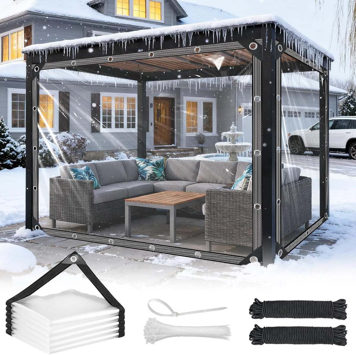 clear tarp with grommets 8x12ft clear tarps heavy, main product view