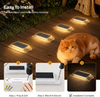 Lacasa Solar Deck Lights 4 Pack, 2 Color in 1 Driveway Lights Outdoor | Dusk to Dawn Driveway Solar Lights for Yard, Patio, Garden, Pathway, Walkway, Dock, Warm & Cool White
