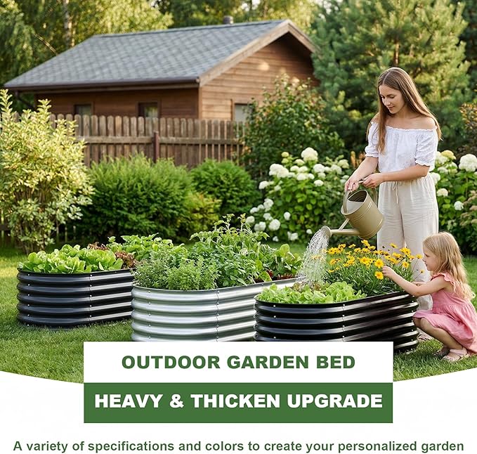 AHEONLAR 3 Pack 4×2×1.5ft Galvanized Raised Garden Beds Outdoor, Sturdy Planter Boxes for Vegetables, Fruits, Flowers and Plants, Easy Assembly, Silver