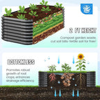 Quictent Galvanized Raised Garden Bed Kit, 6x3x2 ft Oval Metal Planter Box Tall for Vegetables Outdoor Backyard, Strengthened by Crossbar, Dark Gray