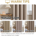 H.VERSAILTEX Linen Curtains 100% Blackout Curtains for Bedroom 63 inch Long Full Light Blocking Nature Linen Blended Window Curtains for Living Room Nickel Grommet (2 Panels, Heathered Sand)