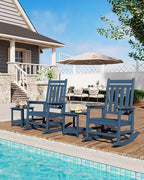 GarveeLife Adirondack Outdoor Side Table 18 x 15 in, HDPE 2-Tier Patio Side Tables for Outside, All-Weather End Table for Patio Pool Deck Indoor Backyard, Navy Blue
