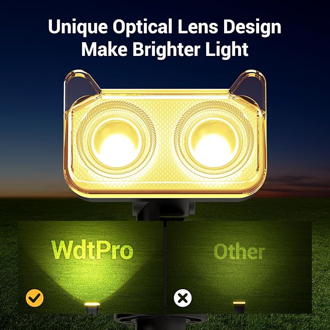 WdtPro Solar Lights Outdoor Waterproof, Solar Spot Lights Outdoor with Optical Lens, Auto ON/Off, 30H+ Runtime, Landscape Spotlights for Flag Yard Path Garden Tree, Warm White 6 Pack