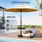 Garvee 9FT Patio Umbrella - Outdoor Table Umbrella with Smooth Crank Lift, Push Button Tilt and 8 Sturdy Ribs - Market Umbrella UV Protection Waterproof for Pool, Deck, Yard, Garden -Yellow