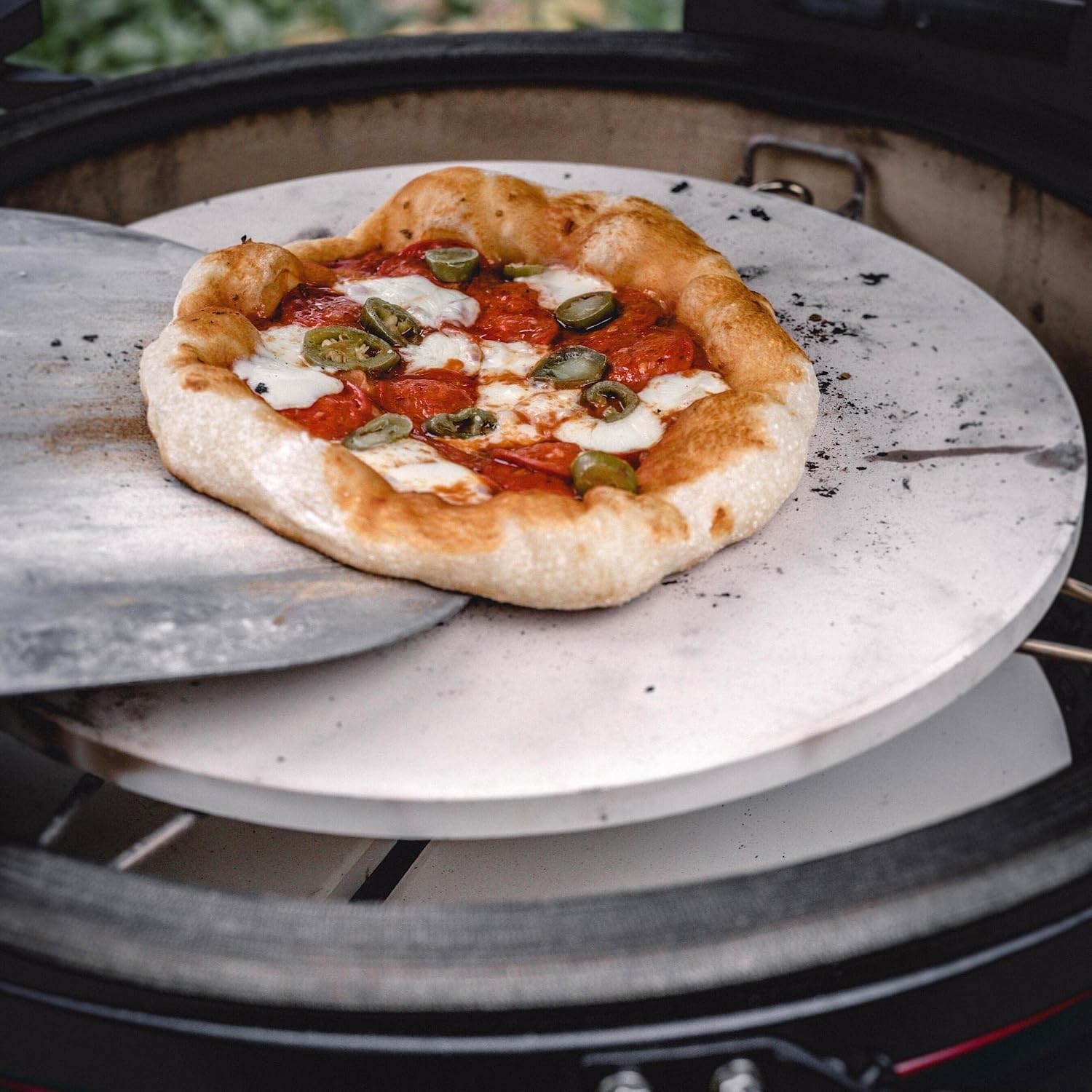 Kamado Joe 15-inch Ceramic Pizza Stone for Brick-Oven Style Pizza Compatible with Kamado Joe Classic Joe 18-inch Charcoal Grill and Smokers, Model KJ-PS23