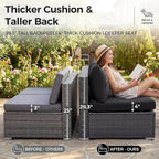 NICESOUL 18 Piece Outdoor Sectional with Fire Pit Table, 29.3'' High Back Extra Large Patio Furniture Set with Firepit & Chaise Lounge, 14-Person Outdoor Sofa Conversation Couch, Grey & Black