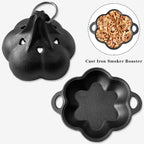 Pre-Seasoned Cast Iron Smoker & Garlic Roaster with Airflow Lid | Wood Chip Smoker Box for BBQ, Oven, Smoky Vegetables & Meats, Grill Smoker Boxes