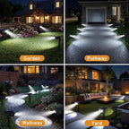 btfarm Solar Spot Lights Outdoor Waterproof, 2 Pack/3 Modes Motion Sensor Lights, Solar Powered Spotlights 2-in-1 Auto On/Off for Outside Pathway Yard Garden Lighting, Cool White