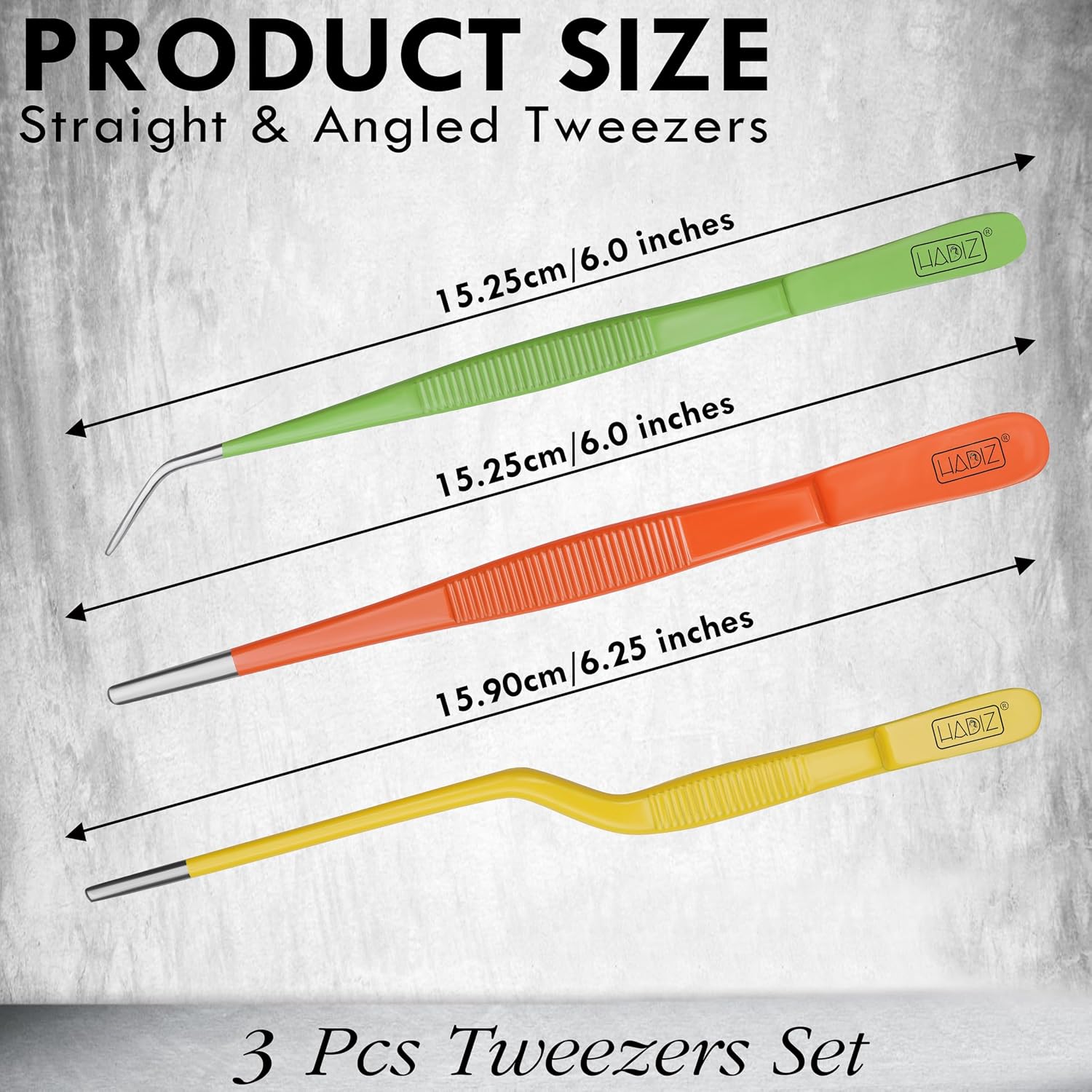 HADIZ Garden Tweezers set of 3,15cm Size Stainless Steel for Succulents & Cactus Plant Care and Maintenance Multi Purpose Tools