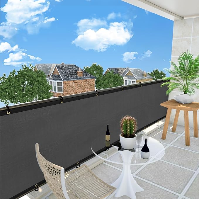 UPGRADE Privacy Fence Screen 5'x34' Dark Grey Outdoor 90% Visibility Blockage 170 GSM Mesh Shade Cover Panels for Backyard,Balcony,Home Decoration with Zip Ties,Customized Avaliable