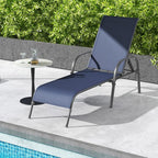 Giantex Patio Lounge Chair, Outdoor Chaise Lounge with 5 Adjustable Backrest, Sturdy Steel Frame, Sunbathing Recliner, Tanning Chair for Beach, Outside, Yard, Balcony, Pool Chairs, Navy