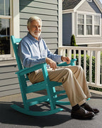 SERWALL HDPE Outdoor Rocking Chair Set of 8, Patio Rocking Chairs for Adults, All Weather Outdoor Rockers for Lawn, Aruba