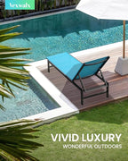 Outdoor Lounge Chairs Set of 2, Aluminum Patio Chaise Lounge Chairs with 5-Position Recliner, Pool Lounge Chairs for Backyard, Poolside, Deck, Lawn (Lakeblue)