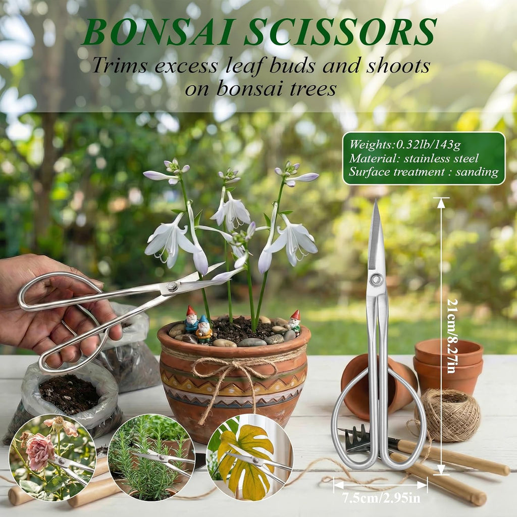 Bonsai Tools Set 3-Piece – Knob Cutter, Concave Cutter & Scissors for Trim | High-Carbon Steel, Ergonomic Non-Slip Grip, for Bonsai Tree Pruning & Shaping, Portable Storage Bag