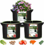 3-Pack 15 Gallon Plant Grow Bags, Thickened Nonwoven Fabric Pots with Handles,Sturdy Garden Planters Aeration Gardening Container to for Plants, Vegetables, and Flowers