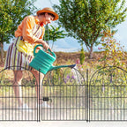 8 pannels garden fence animal barrier with gate, side view