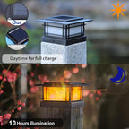 Dynaming 2 Pack Solar Post Cap Lights Outdoor with Flickering Flame Light, Fence Post Solar Lights Fit for 4x4 5x5 6x6 Vinyl/Wooden Posts, High Brightness SMD LED Lighting Decor for Garden Deck Patio