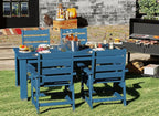GREENVINES 5-Piece Outdoor Dining Set | HDPE | Patio Table and Chairs Sets for 4 | Patio Furniture | All Weather | Umbrella Hole | Blue| for Backyard Poolside Garden
