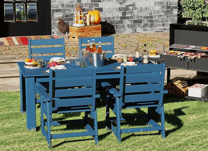 GREENVINES Outdoor Dining Chair | HDPE | Patio Chairs | All-Weather | Blue