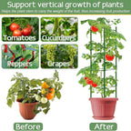 Halatool 8 Pack Tomato Cages for Garden,Up to 48in(4FT) Adjustable Tomato Cage,Garden Stakes Tomato Trellis for Pots,Tomato Plant Support for Raised Garden Bed&Climbing Vegetables Flowers(Green)