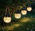 ROSHWEY 4 Pack M Size Solar Lantern Gifts for Women, Hanging Garden Decor Solar Lights Outdoor Waterproof with 15 LED for Halloween Christmas Easter Gift