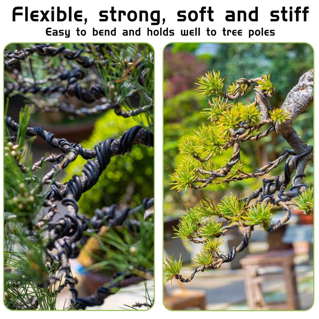 Bonsai Wire 2 Roll Black 1.5mm Aluminum Bonsai Training Wire for Fine Trunk | 2 Roll 65 Feet Total