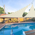 E&K Sunrise 25' x 25' x 25' Sun Shade Sail Triangle Canopy Shade Cover UV Block for Patio Backyard Garden Outdoor (Beige White Strip)