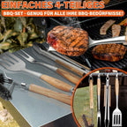 tivoli 4pcs grilling accessories set - heavy duty showing dimensions