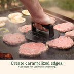 Cuisinart Smash Burger Press, Cast Iron, 6.5" Round Burger Smasher | Hamburger press with round flat edge for crispy carmelization, the go-to grill press for indoor and outdoor cooking, CISB-111