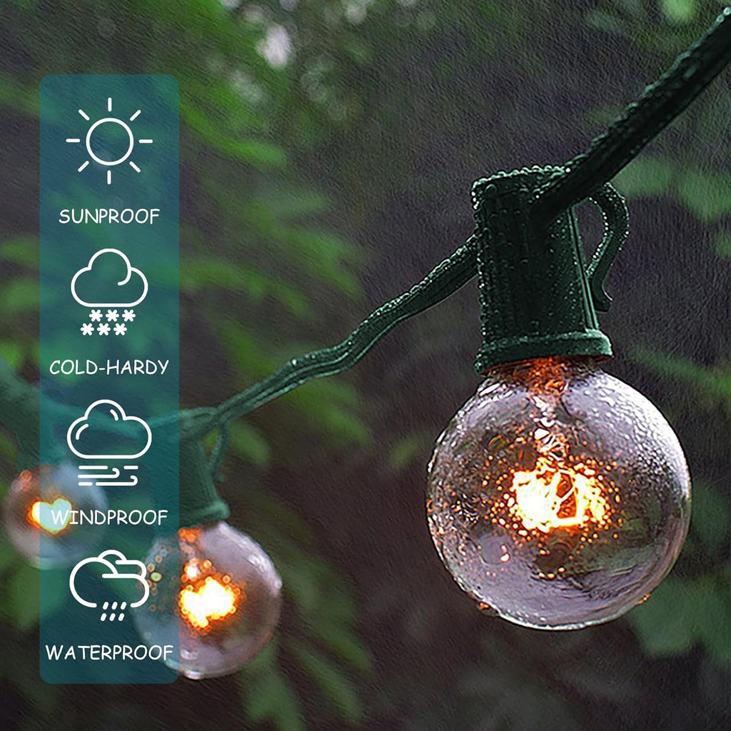 LUCKY TL 100 FT C9/E17 Christmas Light Sockets Spool Set, with 100 C9 Bulbs | 18 AWG wire, Green SPT-1 Wire, 12 Inch Spacing, UL Listed