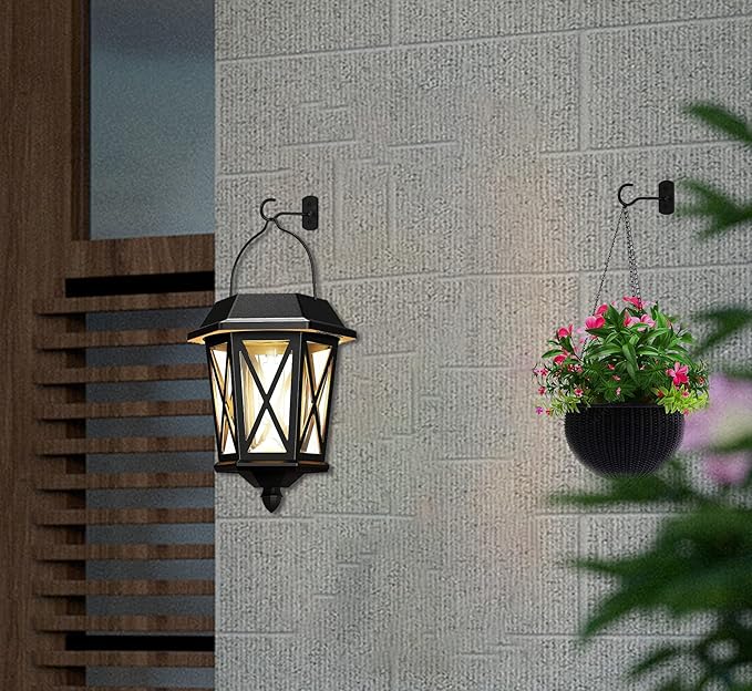 8Pcs Hanging Plant Bracket 6inch Metal Plant Hook Shepherds Hook Decorative Wall Plant Hanger for Hanging Lanterns, Bird Feeder, Flower Basket, Home Decor Indoor & Outdoor Black