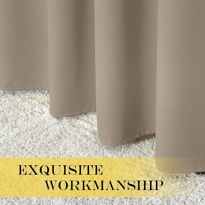 NICETOWN Blackout Doorway Curtain Drape 78 inch Long - Grommet Noise Reducing Thermal Insulated Solid Modern Window Treatments for Bedroom Closet (1 Panel, 52 x 78 Inch, Taupe)