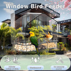 Clear Window Bird Feeder with 3 Strong Suction Cups and Detachable Seed Tray, Sturdy Acrylic Bird Feeders for Viewing Wild Birds Outside, and Garden Decor, Outdoor Birdhouse Feeder