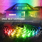 Outdoor Led Strip Lights Waterproof 98ft (1 Roll), Ip65 Outside Led Light Strip Waterproof with Remote and App Control, Exterior Led Rope Lights Music Syne RGB Strip Lights for Bedroom Decor