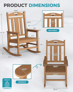 Ciokea Oversized Outdoor Rocking Chairs Set of 2, 380lbs Heavy-Duty Large Patio Rocker, High Back Cozy Porch Chairs, Weather Resistant Patio Rocking Chairs for Outside, Fire Pit, Deck, Teak
