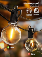 Brightown Outdoor String Lights, 200FT 100+2 G40 Bulbs Shatterproof Patio Lights, IP65 Waterproof Dimmable Hanging Connectable Globe LED Outdoor Lights for Backyard, Bistro, Porch, Deck, Balcony