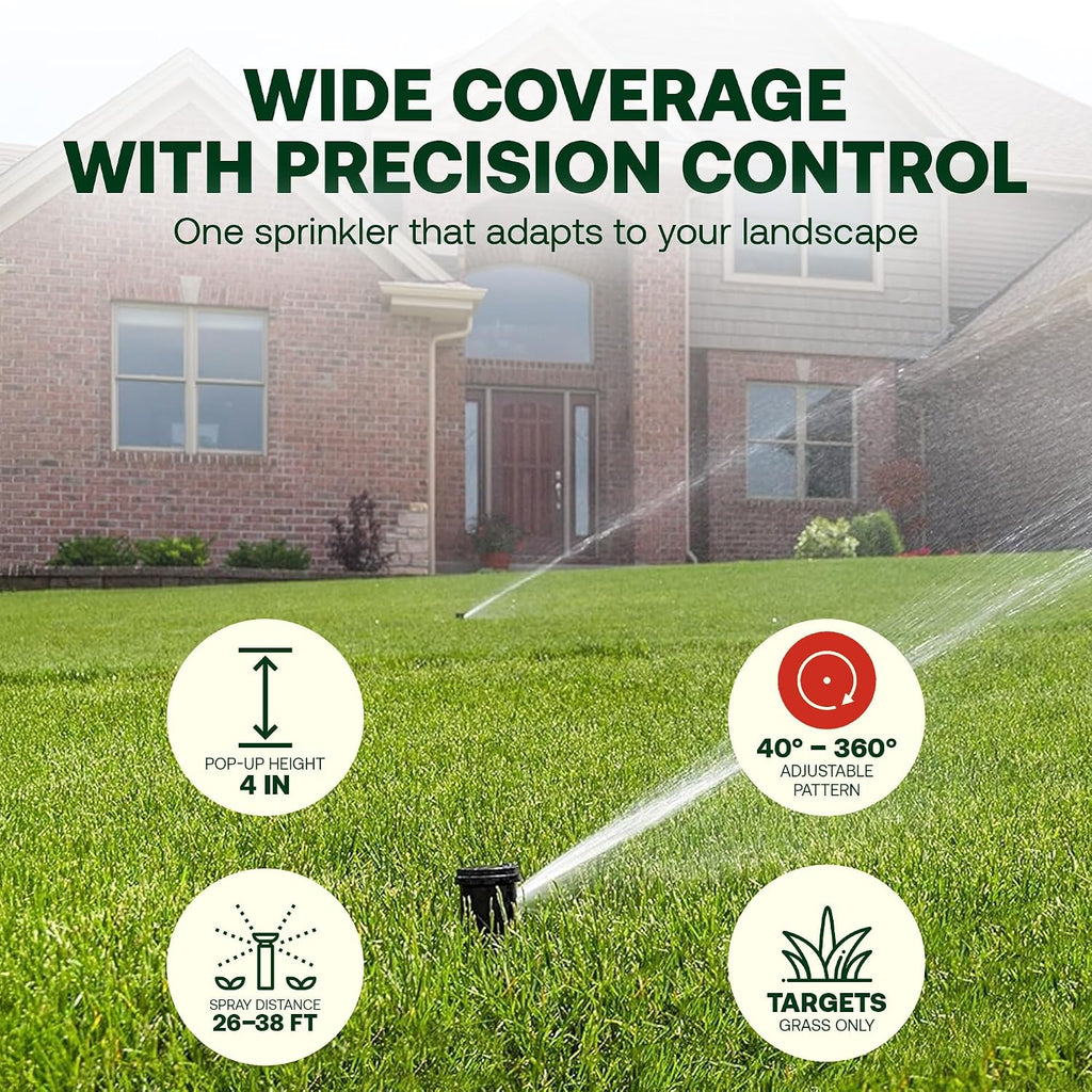 Rain Bird 42SA+ Heavy Duty Simple Adjust Gear Driven Rotor Sprinkler Head, 2 Pack - 3/4 inch Inlet - Water Efficient 4 inch Pop Up Lawn Sprinkler, Adjustable 40-360 Degree Arc and 26-38 ft Radius | Heavy Duty 3/4 inch Inlet - Water Efficient 4 inch Pop
