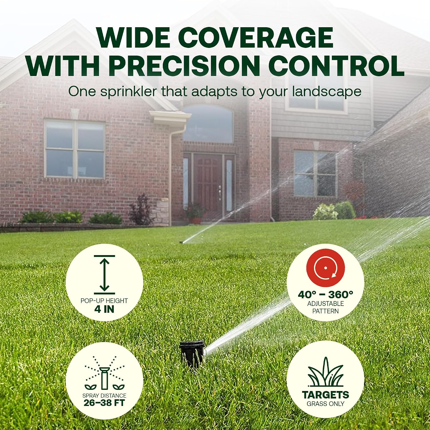 Rain Bird 42SA+ Heavy Duty Simple Adjust Gear Driven Rotor Sprinkler Head, 2 Pack - 3/4 inch Inlet - Water Efficient 4 inch Pop Up Lawn Sprinkler, Adjustable 40-360 Degree Arc and 26-38 ft Radius | Heavy Duty 3/4 inch Inlet - Water Efficient 4 inch Pop