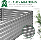 12x2x1.5FT Galvanized Raised Garden Bed,Vegetable Boxes-Rectangle Metal Flower Box,Large Planter Raised Beds Outdoor Garden for Planting,Fruit,Herb-Silver