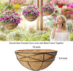 4 Pack 12 Inch Hanging Planters for Outdoor Plants Metal Watering Flower Baskets with Coco Liner for Hanging Pot Round Plant Holders Planter for Outside Garden Decoration