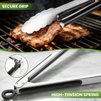 Grill Tongs, 17 Inch Extra Long Stainless Steel BBQ Tongs (17", 2PCS) | For Cooking/Serving/Grilling | Heat-Resistant | Dishwasher Safe