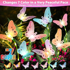 Solar Garden Lights 4 Pack Waterproof Decorative Solar Lights Outdoor with Glowing Stems,7-Color Changing ‎Fiber Optic Butterfly Light for Outside Yard Lawn Garden Decor, Gifts for Women