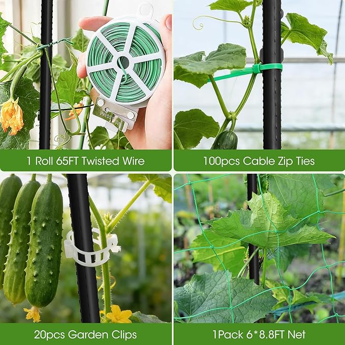 Cucumber Trellis for Raised Bed,U-Shape Garden Trellis for Climbing Plants Outdoor, Metal Arch Vegetables Trellis, Plant Support for Vine (Black, 31.5" Lx21.6 Wx47.2 H-Small)