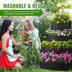 4 Pcs Plant Grow Bags 4 Tiered Strawberry Planter Tower Fabric Raised Garden Beds, 39 Inch Nonwoven Strawberry Pyramid Planter for Vegetables Flower Herbs Gardening Outdoor Growing (Black)