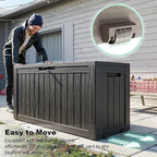 EasyUp 90 Gallon Outdoor Deck Box Waterproof, UV Resistant Resin Outdoor Storage Box for Delivery, Porch, Patio and Garden, Black