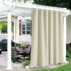 RYB HOME Outdoor Patio Curtains, Rustproof Grommet Window Covering Harsh Sunlight & UV Ray Block Drapes Room Darkening Draperies for Porch Deck Cottage, W84 x L84 inch, Beige, 1 Panel
