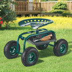 vevor rolling garden cart with swivel seat, heavy, front angle view