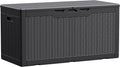 Devoko 100 Gallon Waterproof Large Resin Deck Box Indoor Outdoor Lockable Storage Container for Patio Furniture Cushions Garden Tools (100 Gallon, Black)