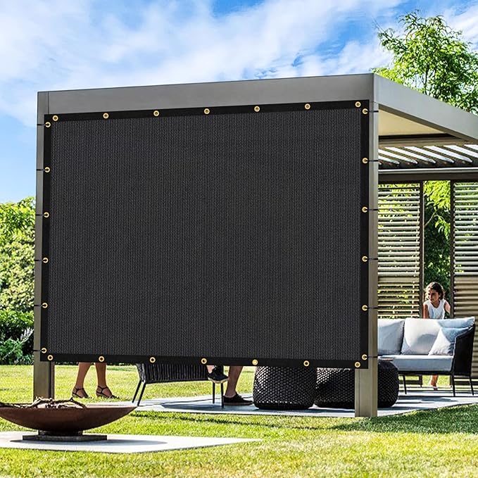 Artpuch Outdoor Pergola Shade Cover 12x22 FT Sun Shade Cloth with Grommets Black 90% UV Protection Canopy Patio Privacy Screen (Customized Available)