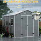 pipleo 8x10 ft resin outdoor storage shed with, close-up detail